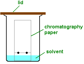 The spot on the left appears to be a pure substance, the spot on the right is a mixture of three coloured compounds