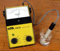 A conductivity meter and probe