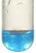 A gelatinous blue precipitate