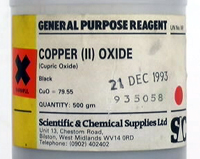 A bottle of copper(II) oxide