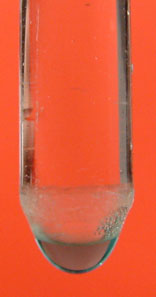 A clear drop shows that crystals will not form on cooling