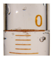 A dirty burette gives a poor, flat meniscus and air bubbles