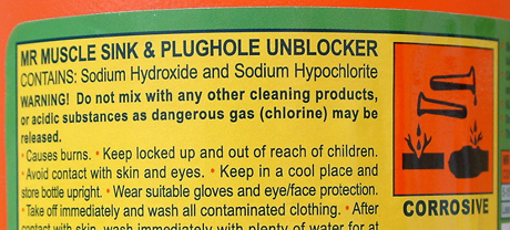 Sodium hydroxide is used in some drain cleaners