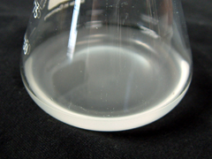 The effect of a drying agent on a wet, milky-looking organic liquid