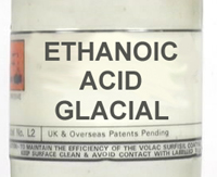 A bottle of glacial ethanoic acid