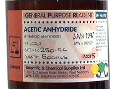 A bottle of ethanoic anhydride
