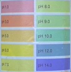 full range indicator colour chart