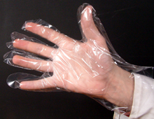 Disposable polythene glove