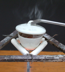 Magnesium metal being heating in a crucible