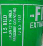 A halon fire extinguisher