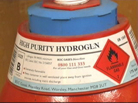A hydrogen gas cylinder
