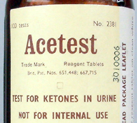 Ketone test tablets for diabetes