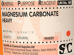 Magnesium carbonate label