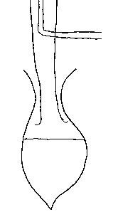 This student drawing would lose marks for the large gap between flask and condenser. It also has an interesting condenser!