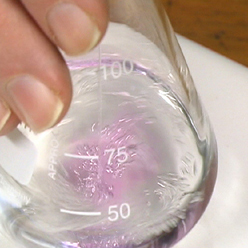 Indicator colour change near titration end-point