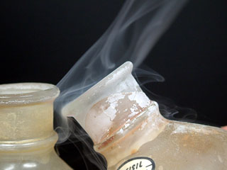 White smoke of ammonium halide